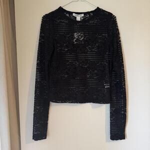 Black lace goth gothic long sleeve top see through shirt size S NEW w tag, lacy